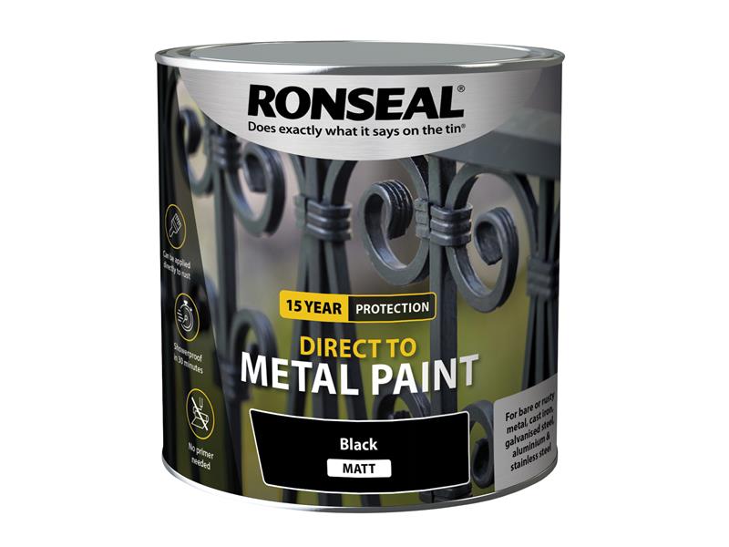 Direct to Metal Paint Black Matt 2.5 litre, Ronseal