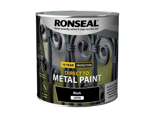 Direct to Metal Paint Black Satin 2.5 litre, Ronseal