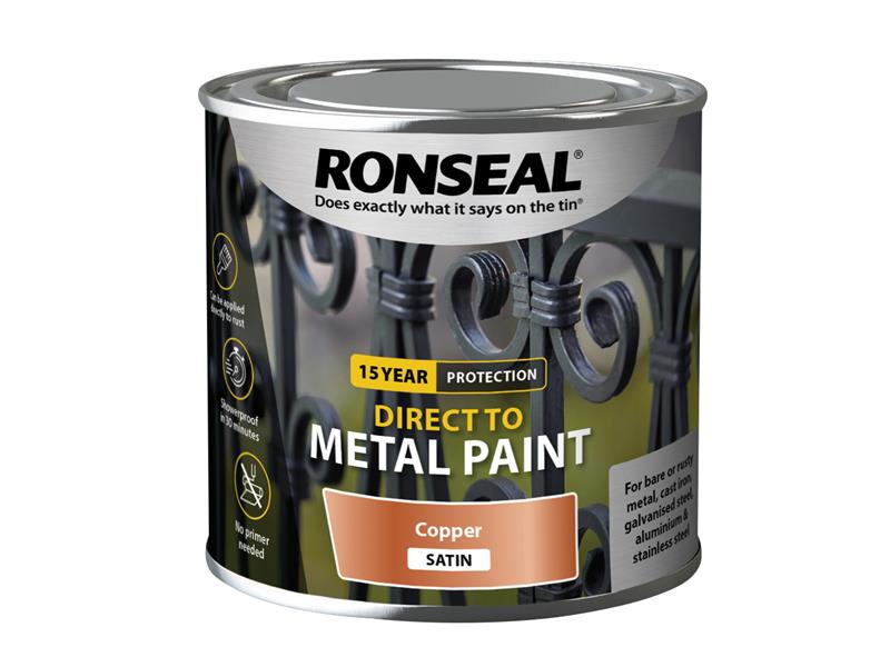 Direct to Metal Paint Copper Satin 250ml, Ronseal