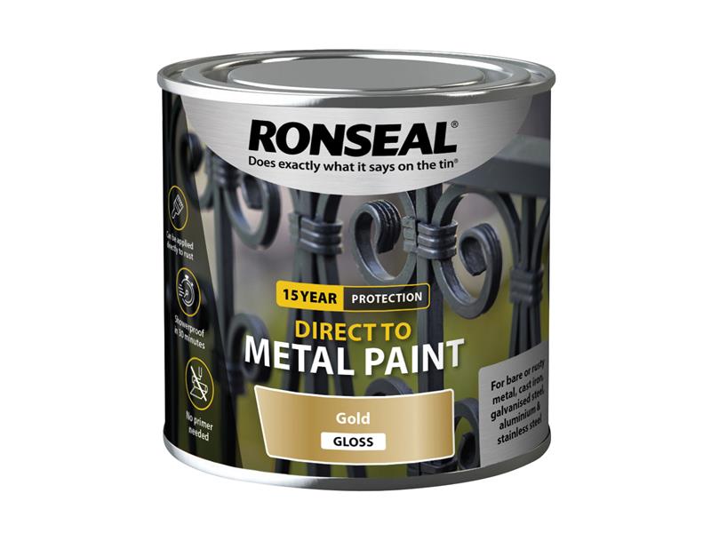 Direct to Metal Paint Gold Gloss 250ml, Ronseal