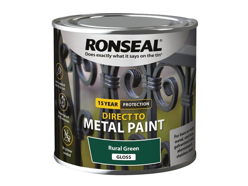 Direct to Metal Paint Rural Green Gloss 250ml, Ronseal