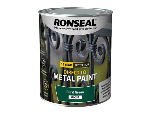 Direct to Metal Paint Rural Green Gloss 750ml, Ronseal