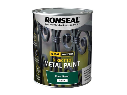 Direct to Metal Paint Rural Green Satin 750ml, Ronseal