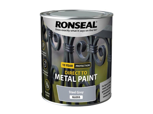 Direct to Metal Paint Steel Grey Gloss 750ml, Ronseal