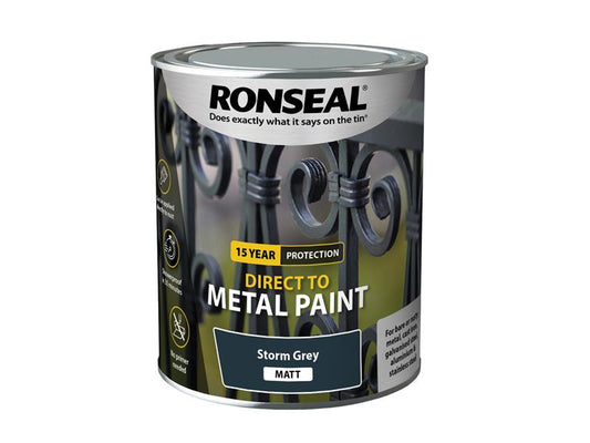 Direct to Metal Paint Storm Grey Matt 750ml, Ronseal