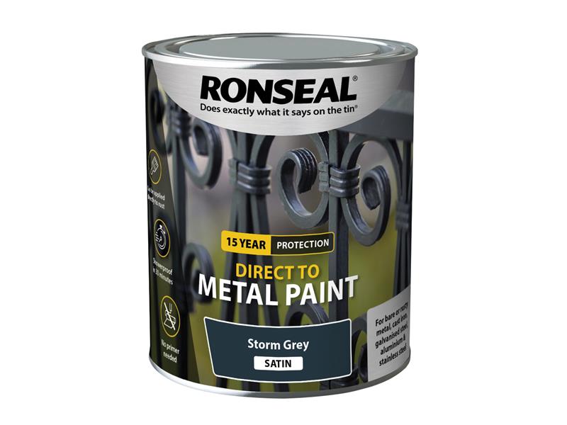 Direct to Metal Paint Storm Grey Satin 750ml, Ronseal