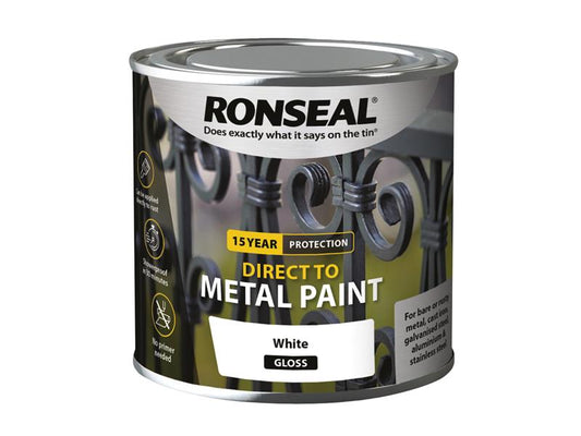 Direct to Metal Paint White Gloss 250ml, Ronseal