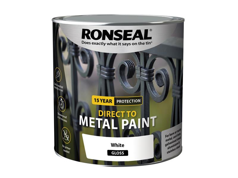 Direct to Metal Paint White Gloss 2.5 litre, Ronseal