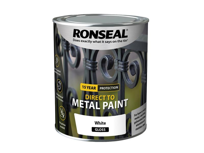 Direct to Metal Paint White Gloss 750ml, Ronseal