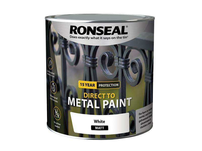 Direct to Metal Paint White Matt 2.5 litre, Ronseal