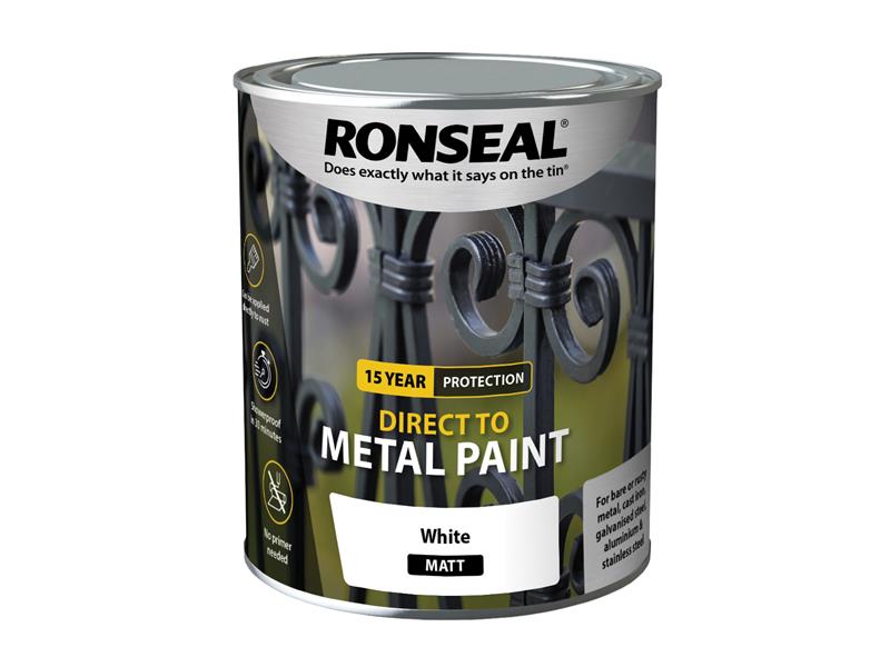 Direct to Metal Paint White Matt 750ml, Ronseal