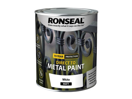 Direct to Metal Paint White Matt 750ml, Ronseal