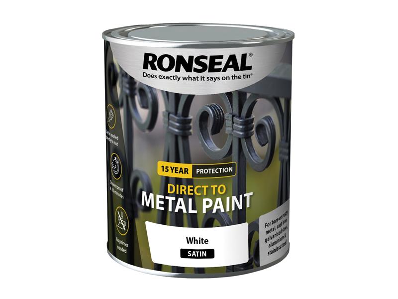 Direct to Metal Paint White Satin 750ml, Ronseal