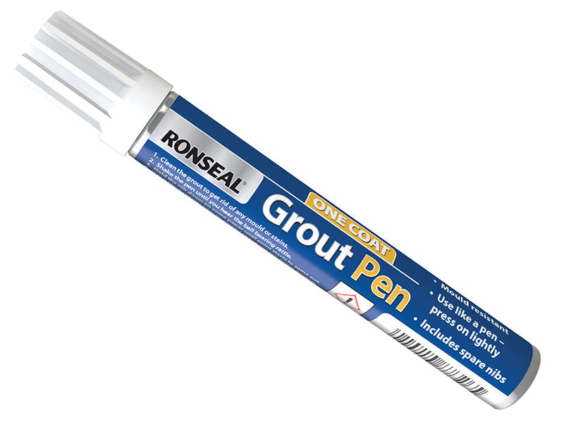 One Coat Grout Pen Brilliant White 7ml, Ronseal