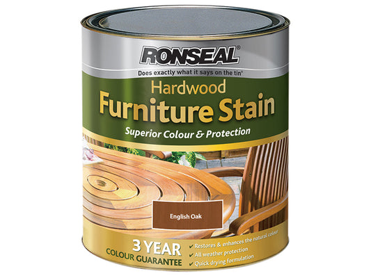 Ultimate Protection Hardwood Garden Furniture Stain English Oak 750ml, Ronseal