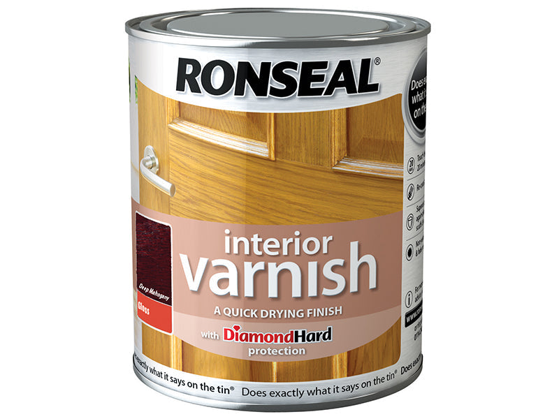 Interior Varnish Quick Dry Gloss Deep Mahogany 250ml, Ronseal