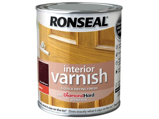 Interior Varnish Quick Dry Gloss Deep Mahogany 250ml, Ronseal