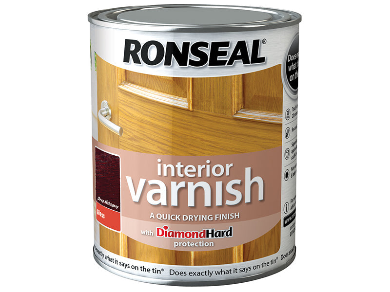 Interior Varnish Quick Dry Gloss Deep Mahogany 750ml, Ronseal