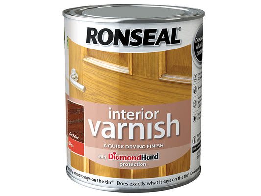 Interior Varnish Quick Dry Gloss Dark Oak 750ml, Ronseal