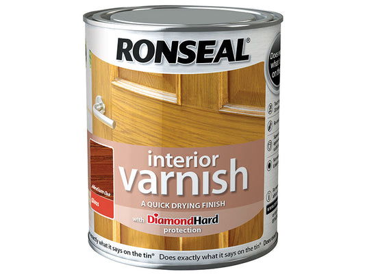 Interior Varnish Quick Dry Gloss Medium Oak 750ml, Ronseal