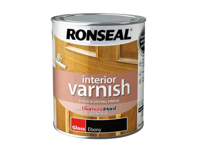 Interior Varnish Quick Dry Gloss Ebony 750ml, Ronseal