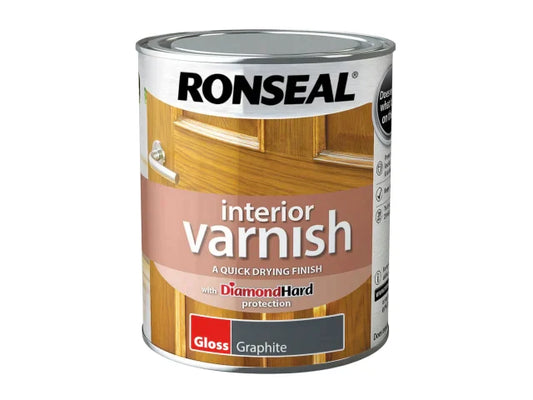 Interior Varnish Quick Dry Gloss Graphite 750ml, Ronseal