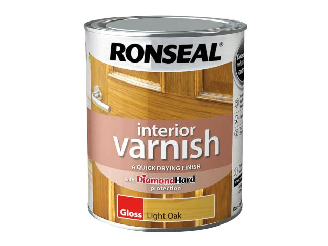 Interior Varnish Quick Dry Gloss Light Oak Gloss 750ml, Ronseal