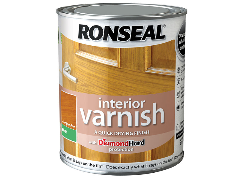 Interior Varnish Quick Dry Matt Antique Pine 750ml, Ronseal