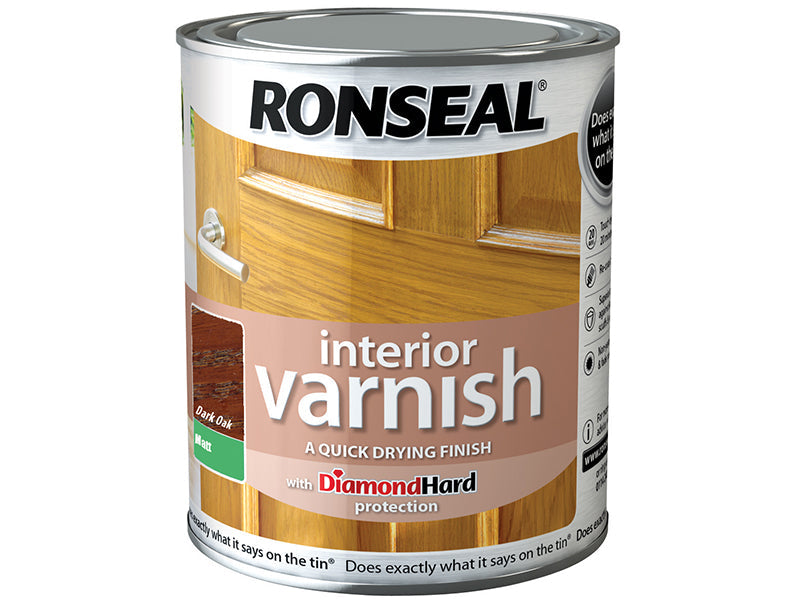 Interior Varnish Quick Dry Matt Dark Oak 250ml, Ronseal