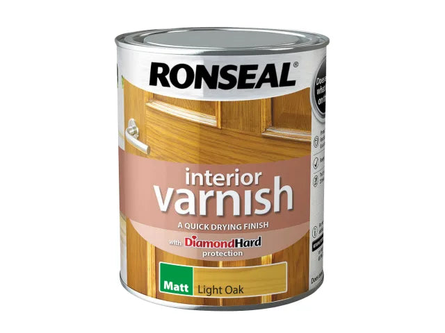 Interior Varnish Quick Dry Matt Light Oak 750ml, Ronseal