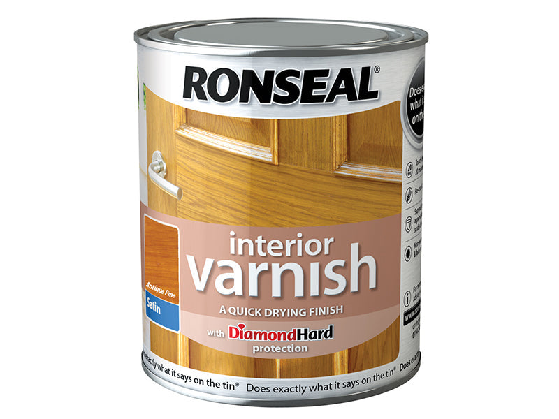 Interior Varnish Quick Dry Satin Antique Pine 250ml, Ronseal