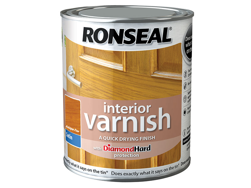 Interior Varnish Quick Dry Satin Antique Pine 750ml, Ronseal