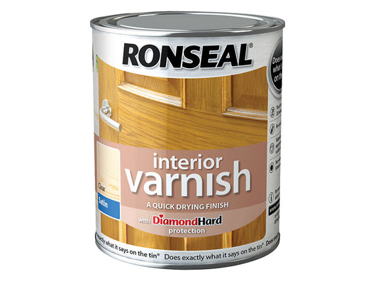 Interior Varnish Quick Dry Satin Clear 750ml, Ronseal