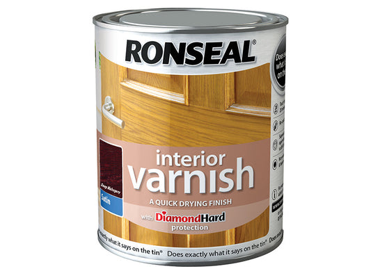 Interior Varnish Quick Dry Satin Deep Mahogany 750ml, Ronseal