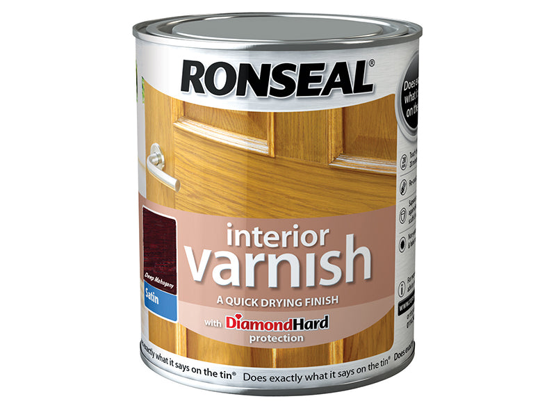 Interior Varnish Quick Dry Satin Deep Mahogany 250ml, Ronseal