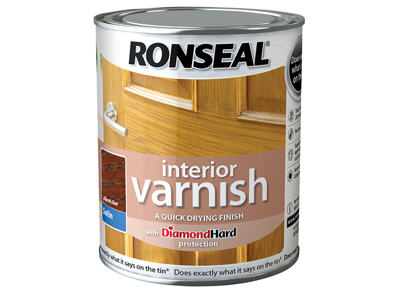 Interior Varnish Quick Dry Satin Dark Oak 250ml, Ronseal