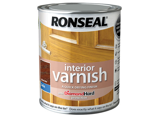 Interior Varnish Quick Dry Satin Dark Oak 250ml, Ronseal