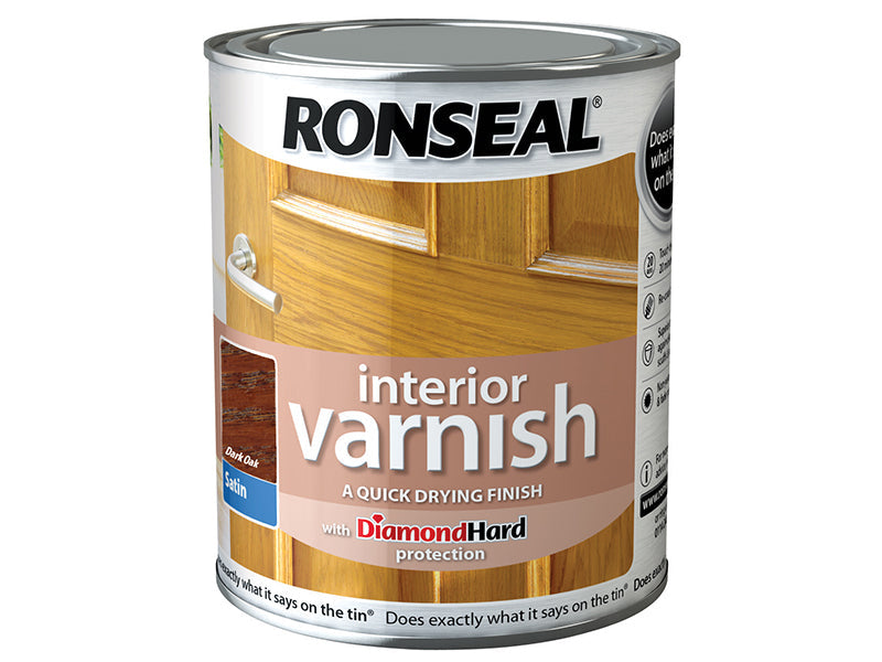 Interior Varnish Quick Dry Satin Dark Oak 750ml, Ronseal