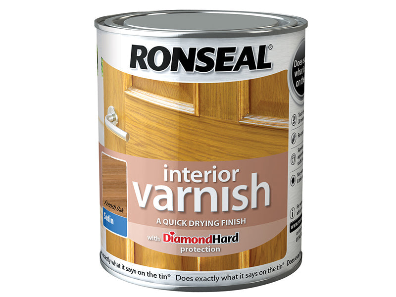 Interior Varnish Quick Dry Satin French Oak 250ml, Ronseal