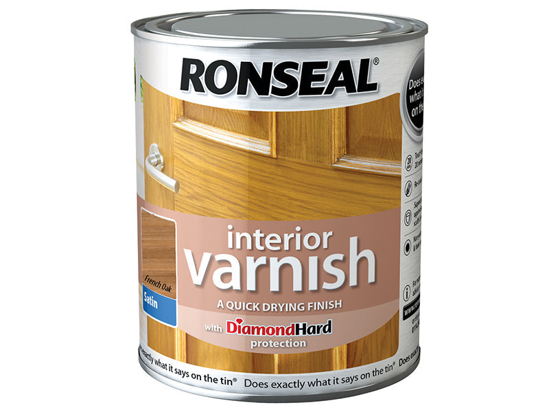 Interior Varnish Quick Dry Satin French Oak 750ml, Ronseal