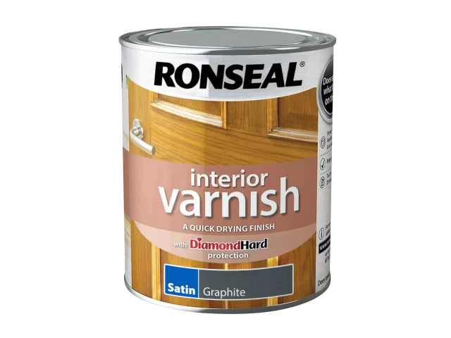 Interior Varnish Quick Dry Satin Graphite 750ml, Ronseal