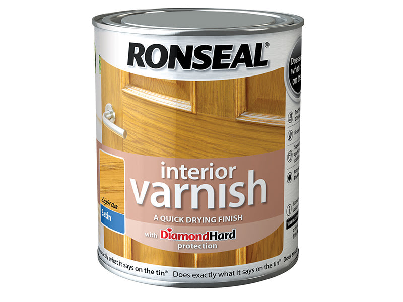 Interior Varnish Quick Dry Satin Light Oak 250ml, Ronseal