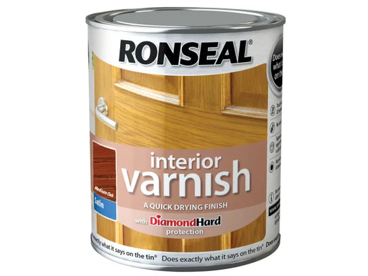 Interior Varnish Quick Dry Satin Medium Oak 250ml, Ronseal