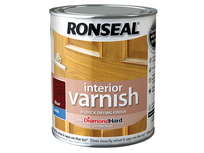 Interior Varnish Quick Dry Satin Teak 750ml, Ronseal