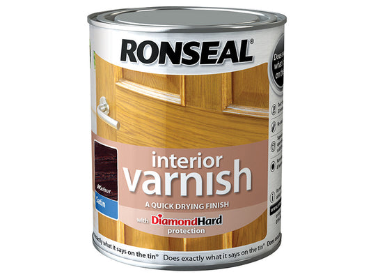 Interior Varnish Quick Dry Satin Walnut 250ml, Ronseal