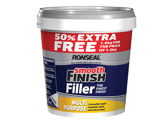 Smooth Finish Multipurpose Wall Filler Ready Mixed 1.2kg +50%, Ronseal