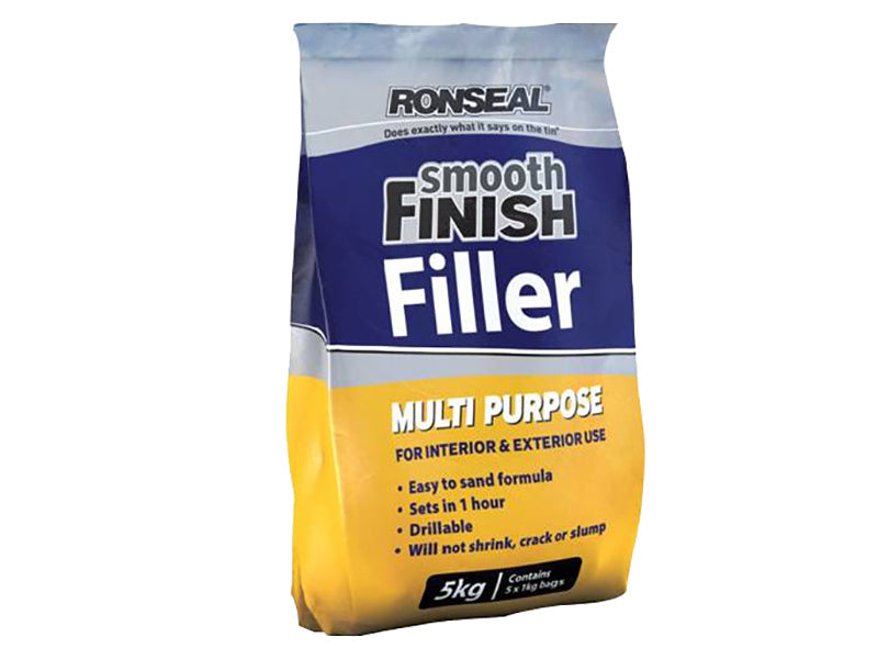 Smooth Finish Multipurpose Wall Powder Filler 5kg, Ronseal