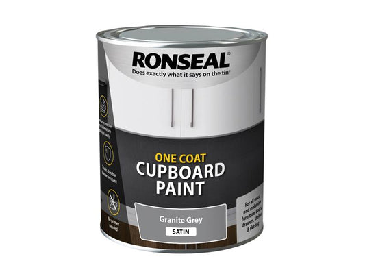 One Coat Cupboard Paint Granite Grey Satin 750ml, Ronseal