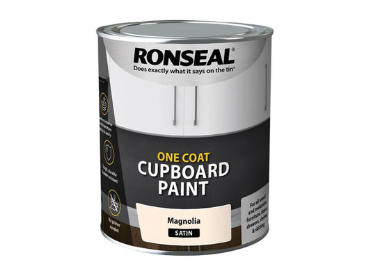 One Coat Cupboard Paint Magnolia Satin 750ml, Ronseal