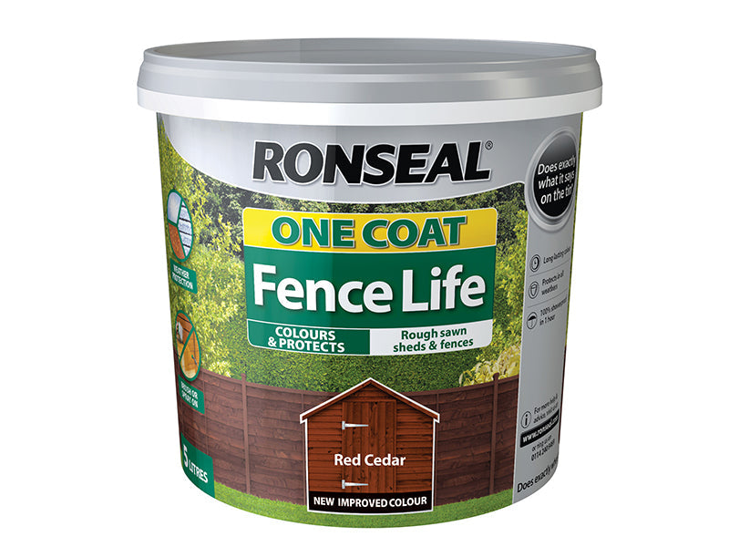 One Coat Fence Life Red Cedar 5 litre, Ronseal